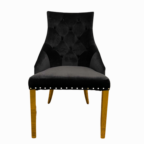 Provence Dining Chair Black With Gold Base