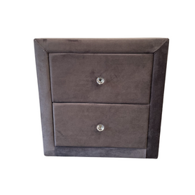 Dallas Velvet Bedside Table Grey