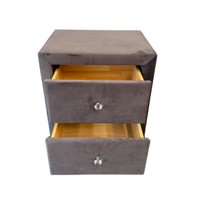 Dallas Velvet Bedside Table Grey