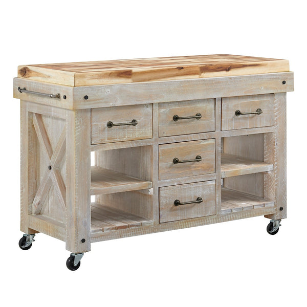 Langdon Hardwood Kitchen Island Bench Top β Rustic white Color π