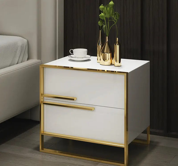 Oslo White Bedside Table