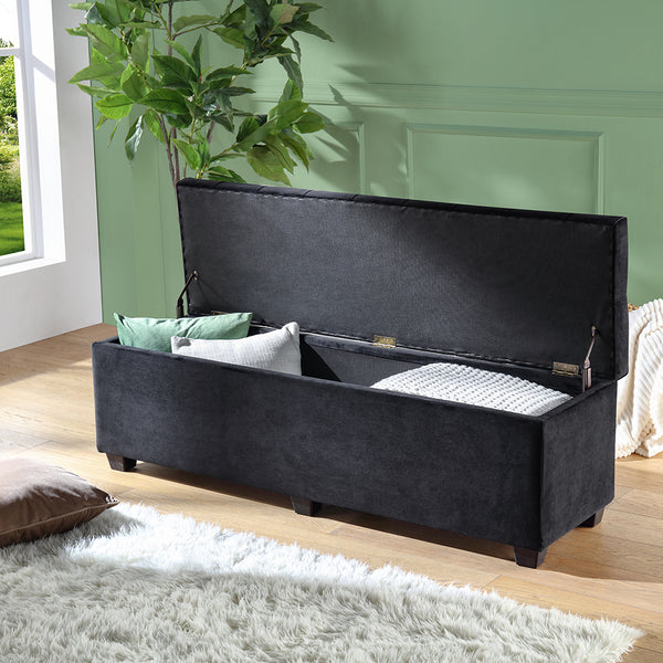 Dover Black Storage Ottoman