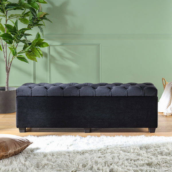 Dover Black Storage Ottoman