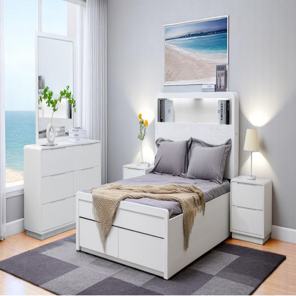 Roma Nordic Bedroom Set – Wooden Colour and White Colour