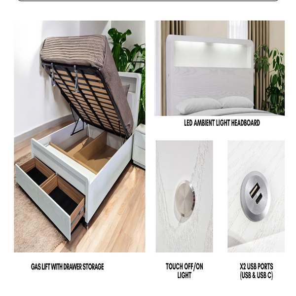 Roma Nordic Bedroom Set – Wooden Colour and White Colour