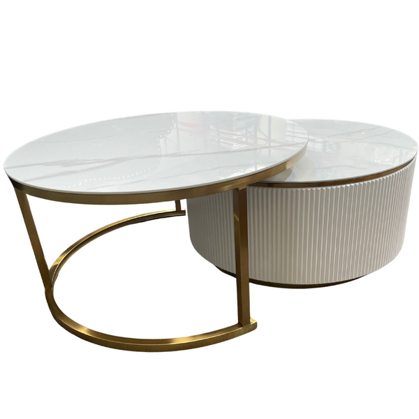 Milano Coffee Table – Round Top with Sleek Storage Base
