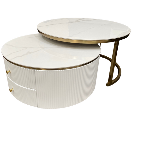 Milano Coffee Table – Round Top with Sleek Storage Base