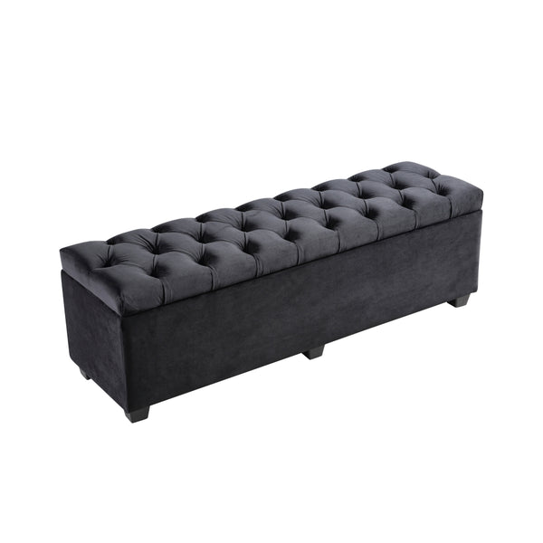 Dover Black Storage Ottoman