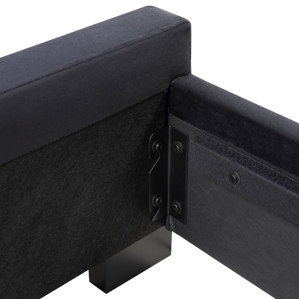 Dallas Velvet Bed With Tufted Diamond Black