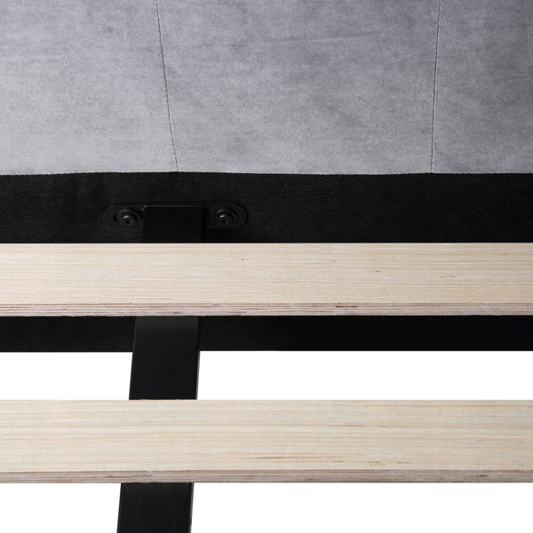 Dallas Velvet Bed With Tufted Diamond Grey