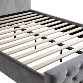 Dallas Velvet Bed With Tufted Diamond Grey