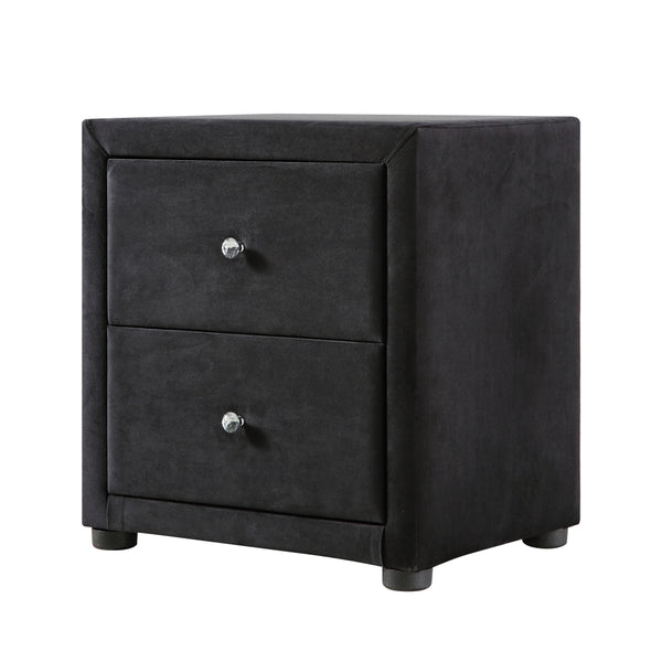 Dallas Velvet Bedside Table Black