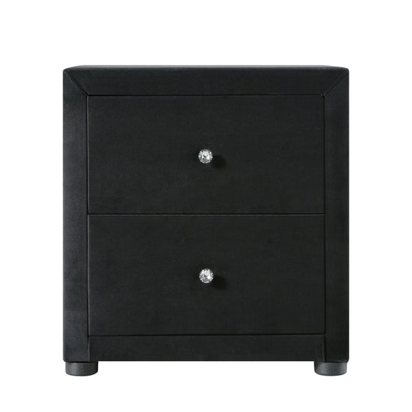 Dallas Velvet Bedside Table Black