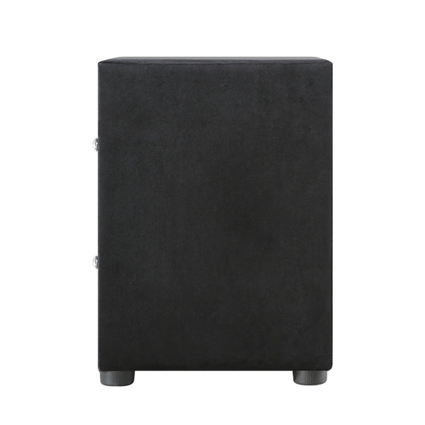 Dallas Velvet Bedside Table Black