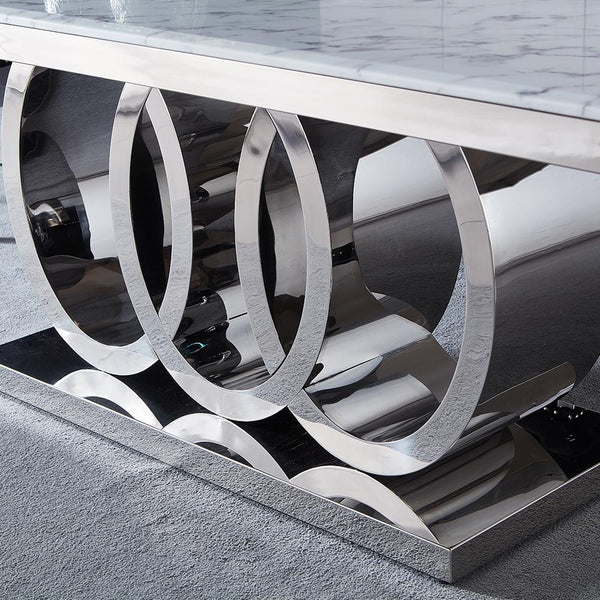 Monaco Marble Top Dining Table (SILVER & GOLD BASE)
