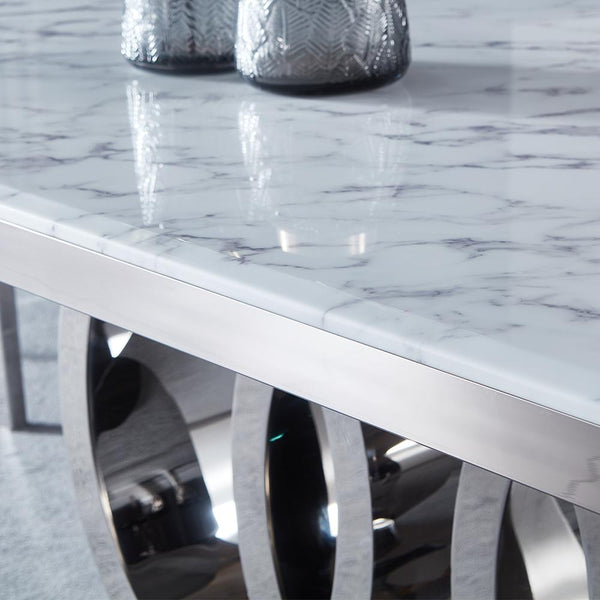 Monaco Marble Top Dining Table (SILVER & GOLD BASE)