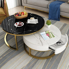 Amelia Marble Style Nest Coffee Table Set