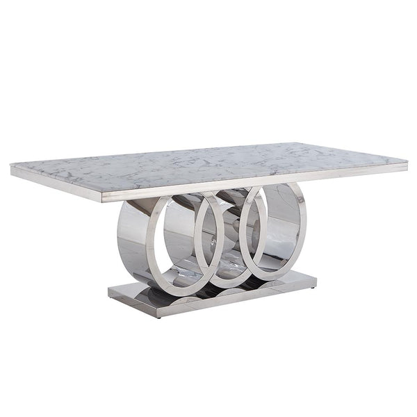 Monaco Marble Top Dining Table (SILVER & GOLD BASE)