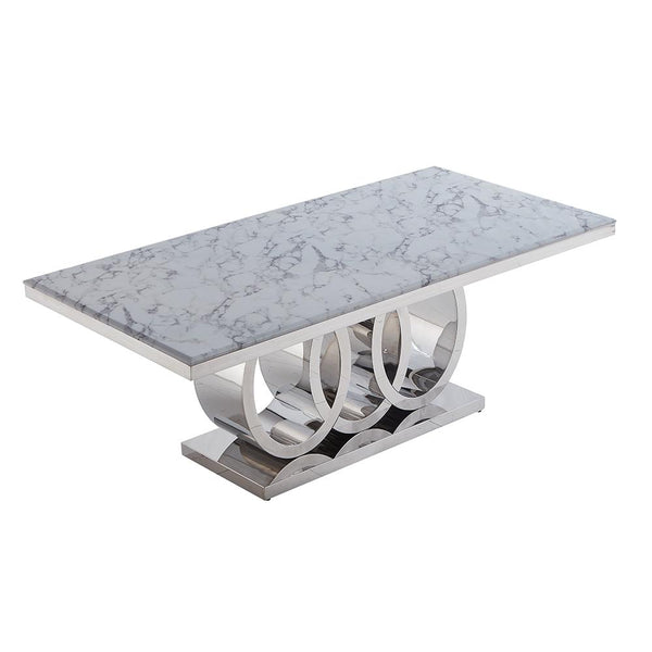 Monaco Marble Top Dining Table (SILVER & GOLD BASE)