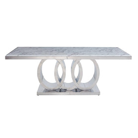 Monaco Marble Top Dining Table (SILVER & GOLD BASE)