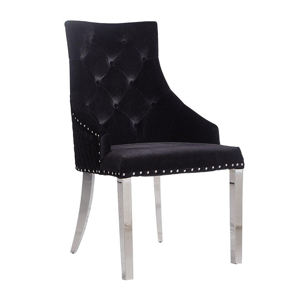Provence Dining Chair Black With Silver Base