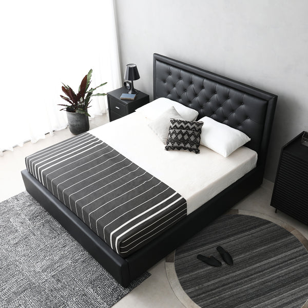 Lima Gas Lift Leather Storage Bed Black