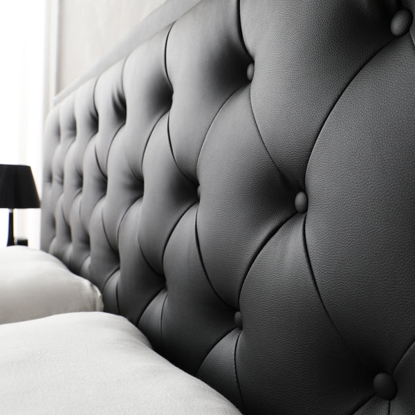 Lima Gas Lift Leather Storage Bed Black