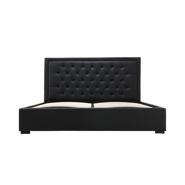 Lima Gas Lift Leather Storage Bed Black