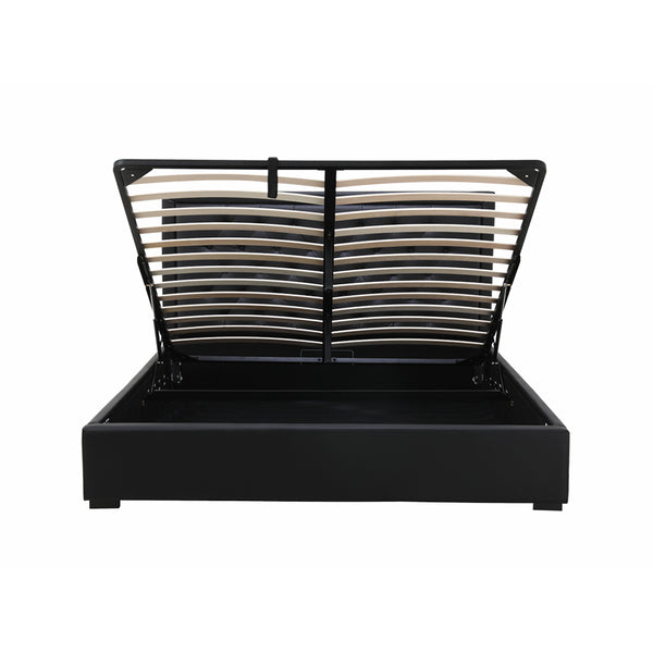 Lima Gas Lift Leather Storage Bed Black