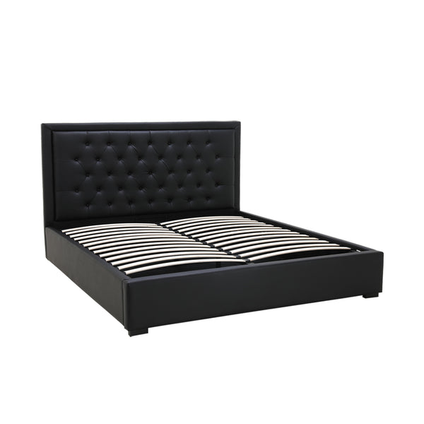 Lima Gas Lift Leather Storage Bed Black