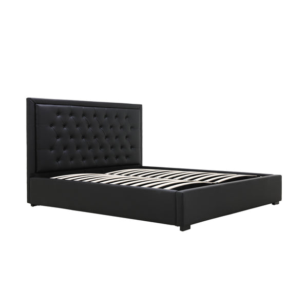 Lima Gas Lift Leather Storage Bed Black