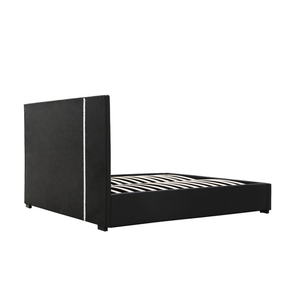 Lima Gas Lift Leather Storage Bed Black