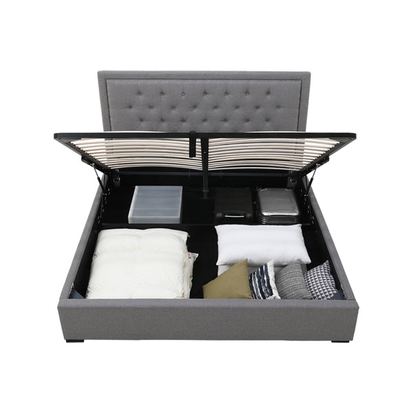 Lima Gas Lift Fabric Storage Bed Grey