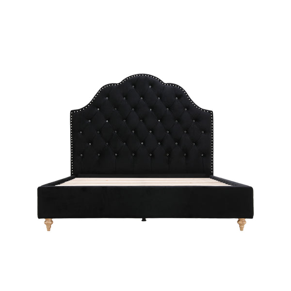 Luxor Velvet Bed With Tufted Diamond Black