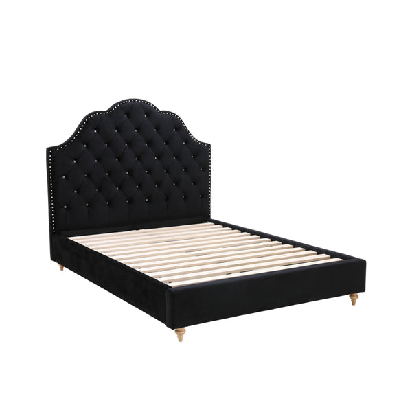 Luxor Velvet Bed With Tufted Diamond Black
