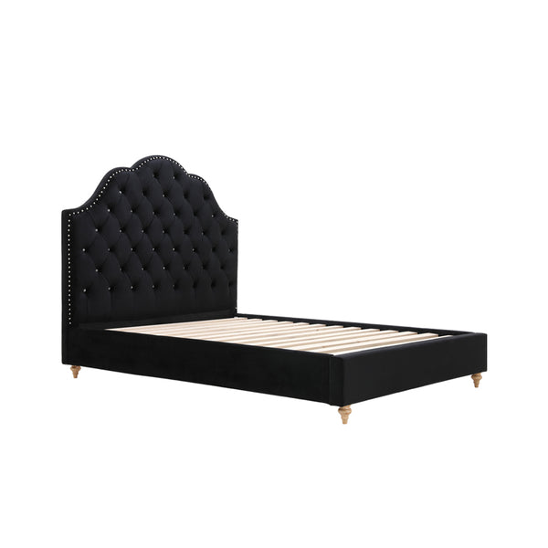 Luxor Velvet Bed With Tufted Diamond Black