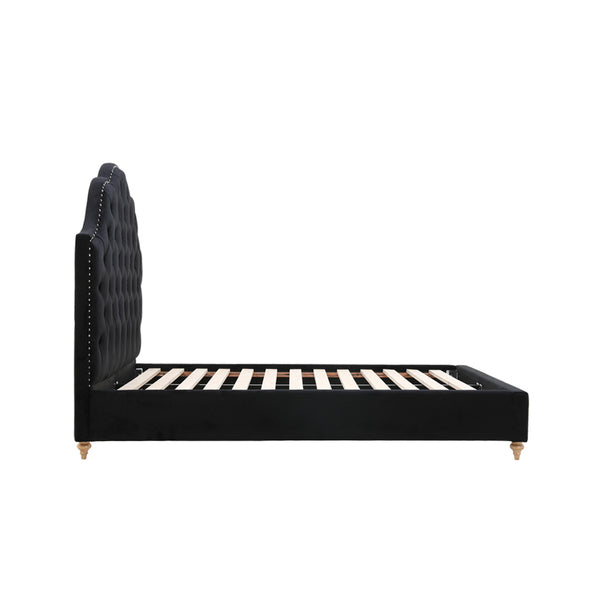 Luxor Velvet Bed With Tufted Diamond Black
