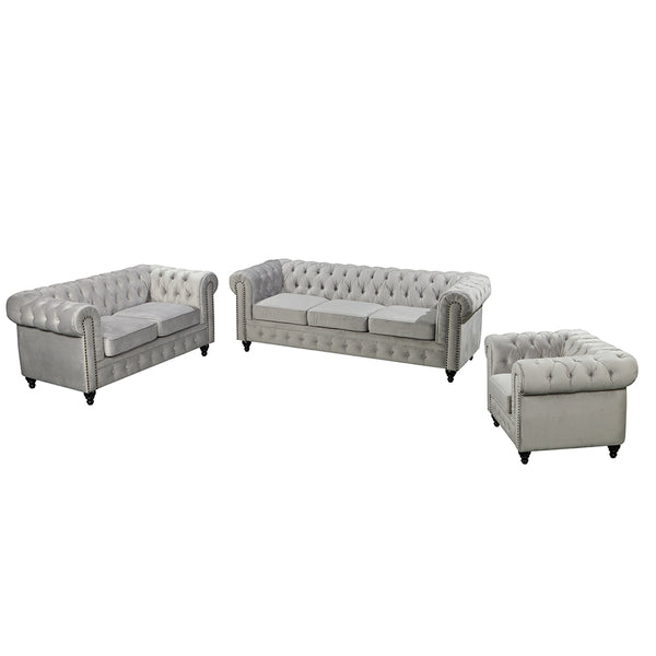Nester Chesterfield Sofa Set Grey