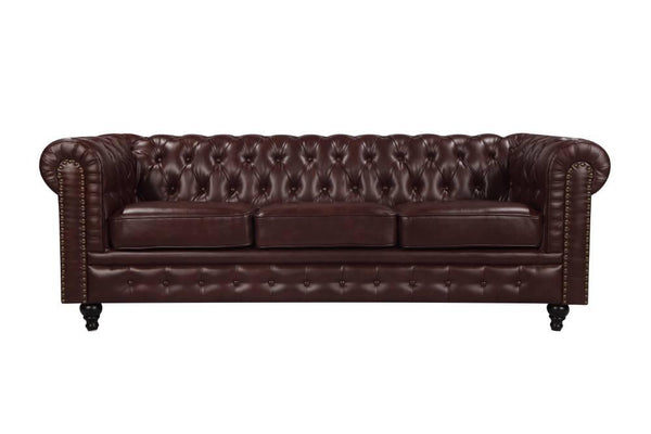 Nester Chesterfield 3 Seat Sofa Cherry Brown