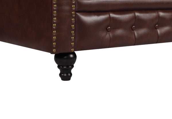 Nester Chesterfield 3 Seat Sofa Cherry Brown