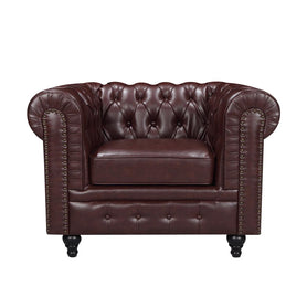 Nester Chesterfield 1 Seat Sofa Cherry Brown