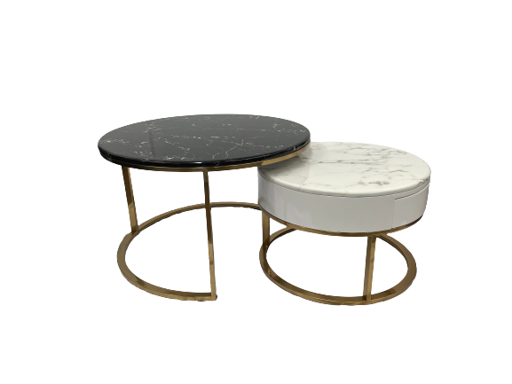 Amelia Marble Style Nest Coffee Table Set