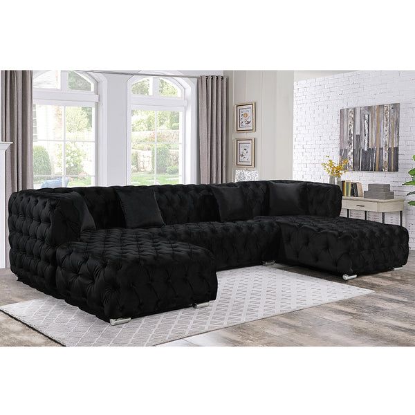Milan U shape Chesterfield Sofa Black