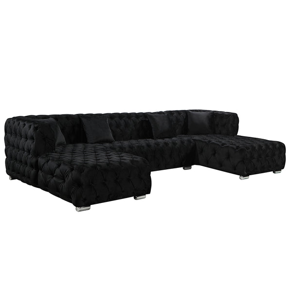 Milan U shape Chesterfield Sofa Black