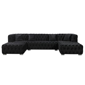 Milan U shape Chesterfield Sofa Black