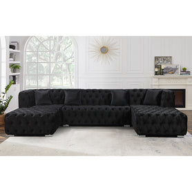 Milan U shape Chesterfield Sofa Black