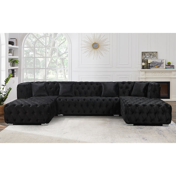 Milan U shape Chesterfield Sofa Black