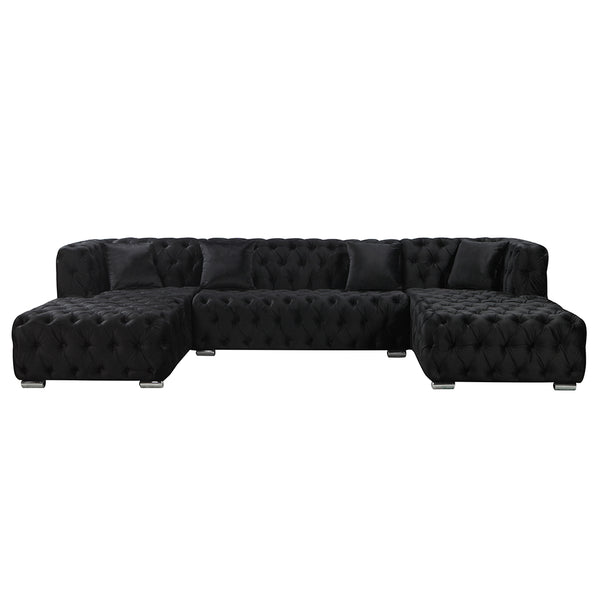 Milan U shape Chesterfield Sofa Black