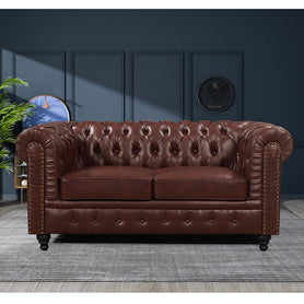 Nester Chesterfield 2 Seat Sofa Cherry Brown