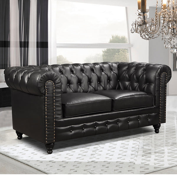Nester Chesterfield 2 Seat Sofa Black